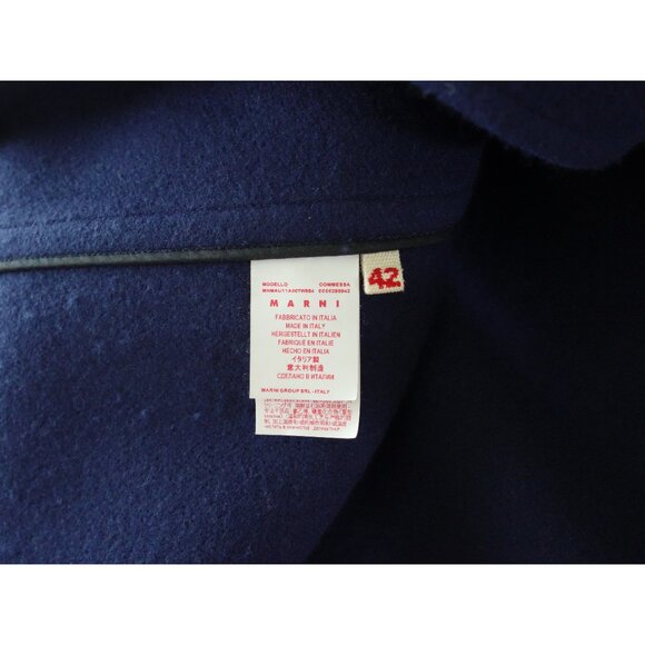 Marni Muted Dark Blue Double Wool Short Cape Poncho size IT 42 US 6 - Picture 8 of 12